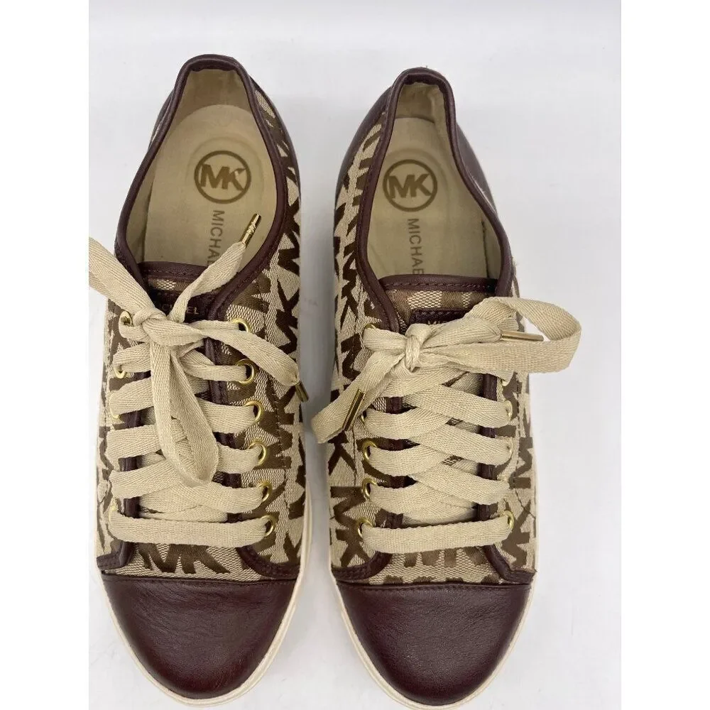 Michael Kors MK Women Brown Monogram City Sneakers Size 8.5
